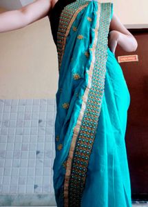 Embroidery Border Mirror Work Saree