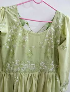 Pista Green New Gown Style Kurti