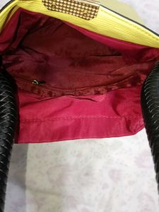 Guess Yellow Textured Handbag