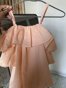 Cute Ruffled Peach Striped Top