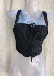 Chic Black Corset Style Crop Top