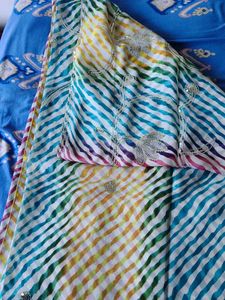 Vibrant Rainbow Striped Saree