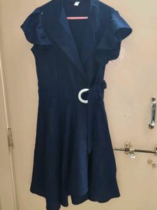 Stylish Navy Blue Wrap Dress  with inner 👗