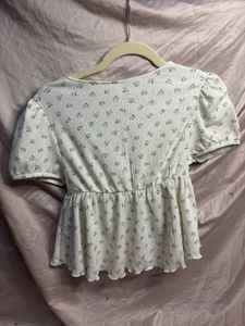 Chic Floral Print Peplum Top