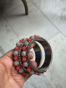 Exquisite Coral & Crystal Bangles