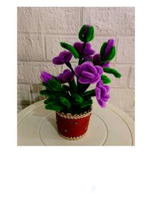 Purple Rose Artificial Flower Mini Pot