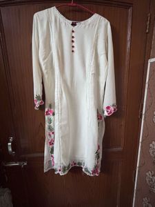 Embroidered White Kurta