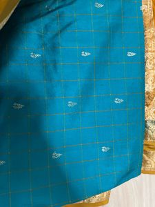 Beautiful Teal Silk Ethnic Skirt with Dupatta