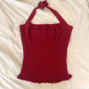 Pink Crochet Halter Top
