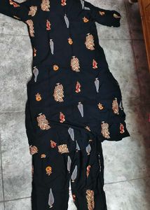 Black Kurta Printed Design