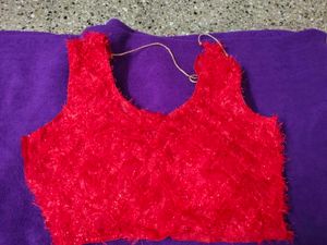 Vibrant Red Textured Blouse