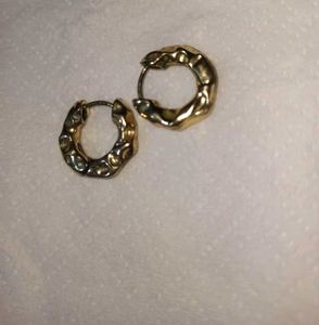 Chunky textured gold hoop earrings