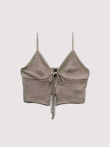 I. Stylish Tie-Front Textured Crop Top