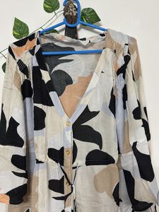 Abstract Print V-Neck Dress