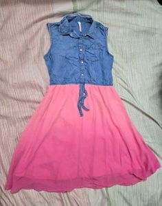 Denim & Pink Ombre Dress