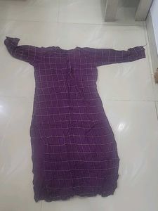 Purple Checkered Kurta