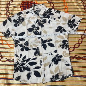 🏝️Connor Beach Party Shirt– White with Black Leaf
