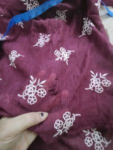 Maroon Embroidered Kurta