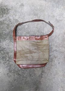 Classic Plaid &amp; Leather Hobo Bag