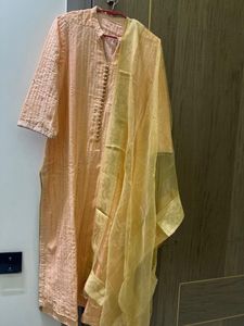 last price Peach Embroidered Kurta Set