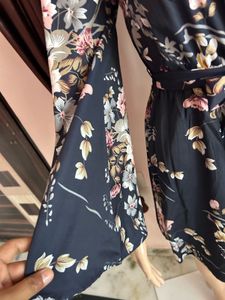 Floral Backless Bell Sleeve Mini Dress