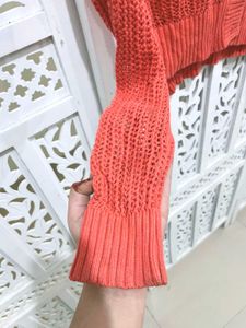 Chic Coral Knit Button Up Cardigan B