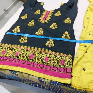 Ethnic Kurta Set - Black &amp; Yellow