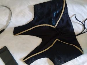 becklass Elegant Black Blouse with Gold lace
