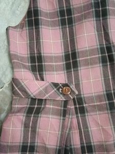 Plaid Sleeveless Pink Dress