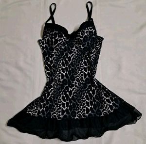Y2k Vintage Leopard Print Babydoll Dress