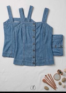 Denim Button-Up Cami Top