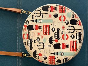 British/London/UK Themed Round Crossbody Bag