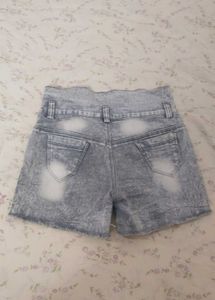 Acid Wash Denim High-Waisted Shorts for girls