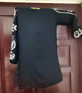 Elegant Black Co-ord Set with White Embroidery