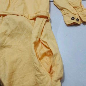 Yellow Off-Shoulder Dress With Pockets 💛
