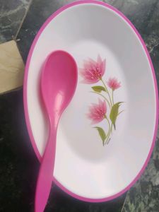 Rice Plate With Serving Spoon