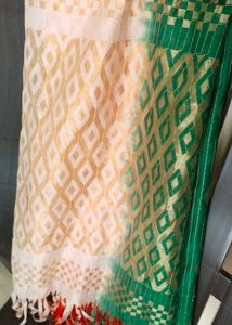 Colorful Printed  Tricolour Dupatta One Time Used