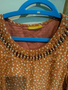 Orange Polka Dot Midi Dress