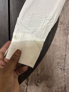 White Lace Collar Button-Up Shirt