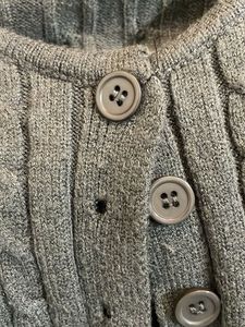 Cropped Grey Cable Knit Button-Up Cardigan