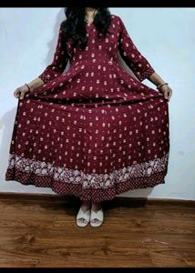 Elegant Floral Print Anarkali Kurta
