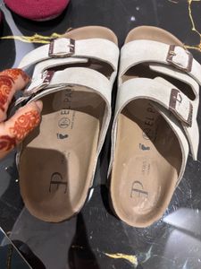 Cream Double Strap Sandals