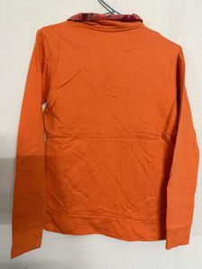 Orange Collared Long Sleeve Top