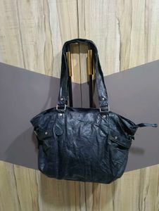 Chic Black Faux Leather Tote Bag