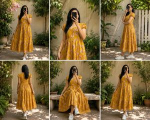Yellow Floral Maxi Dress-S
