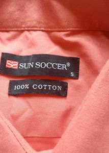 Men's Peach Cotton Casual Shirt