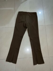H&amp;m brown ankle slit low waist pants