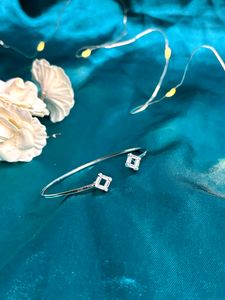 Zirconia Stone Bracelete Kada Pure Silver 925