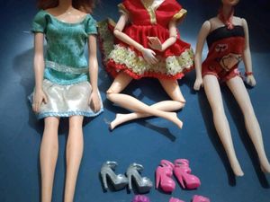 Cute Barbie Dolls 3 Combo Set with Shoes