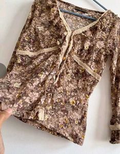 Floral Lace Button-Up Vintage Top